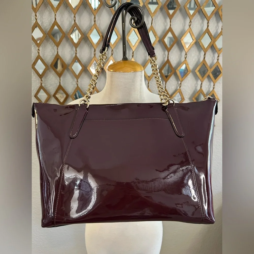 Coach Patent Leather Burgundy Tote - Picture 5 of 9